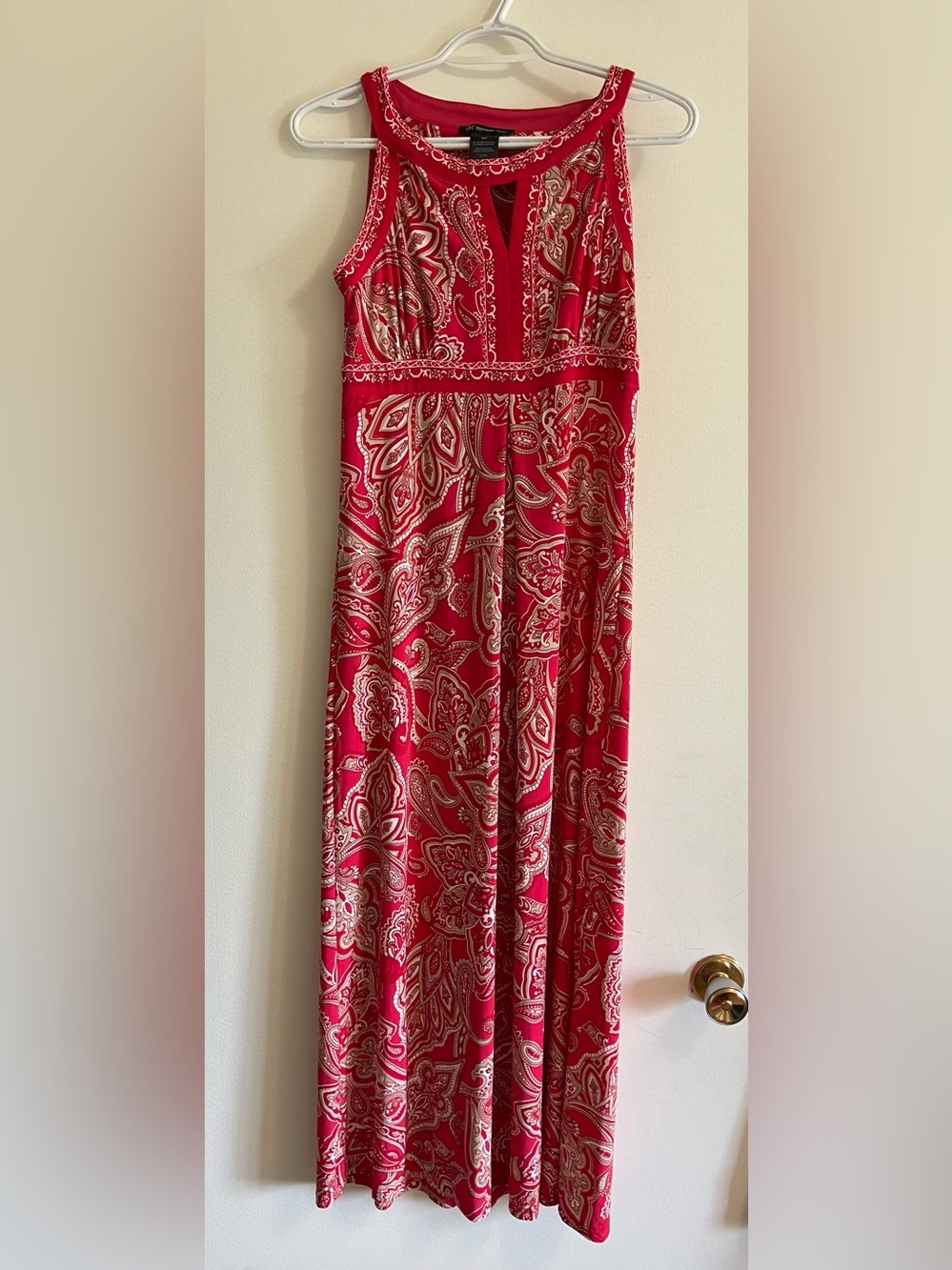 Red Paisley-Print Sleeveless Maxi Dress